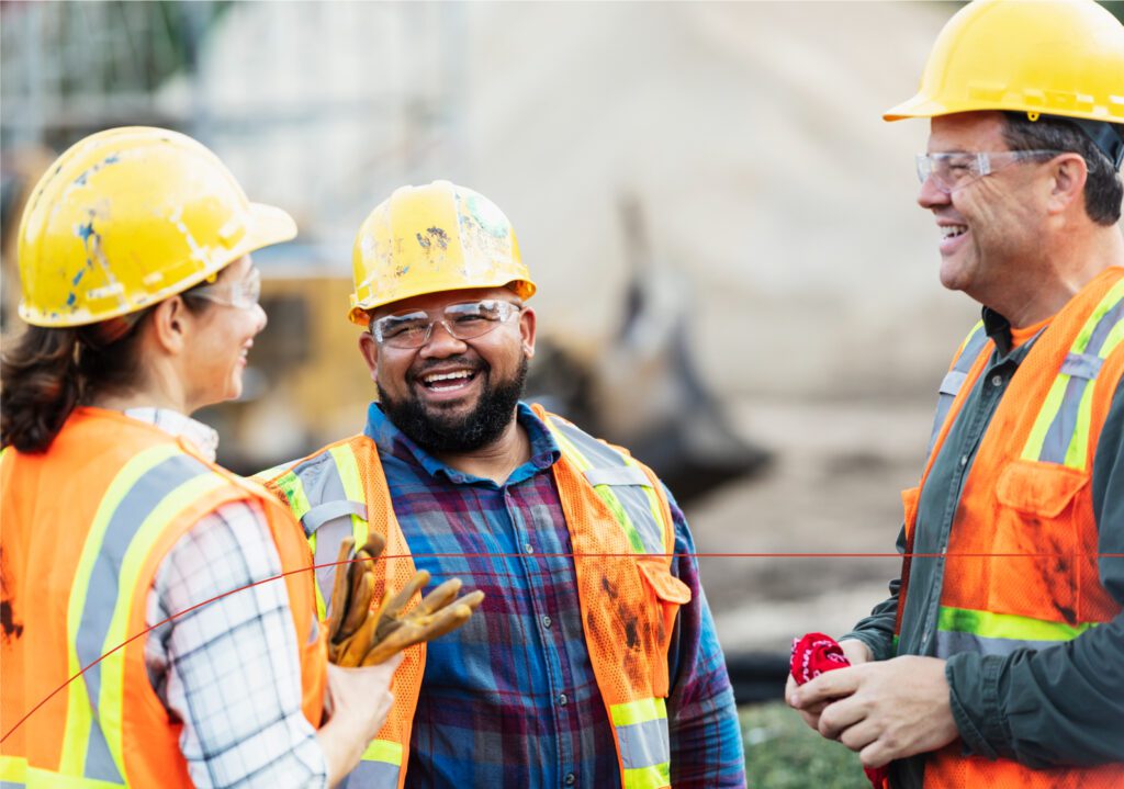 Construction workers smiling